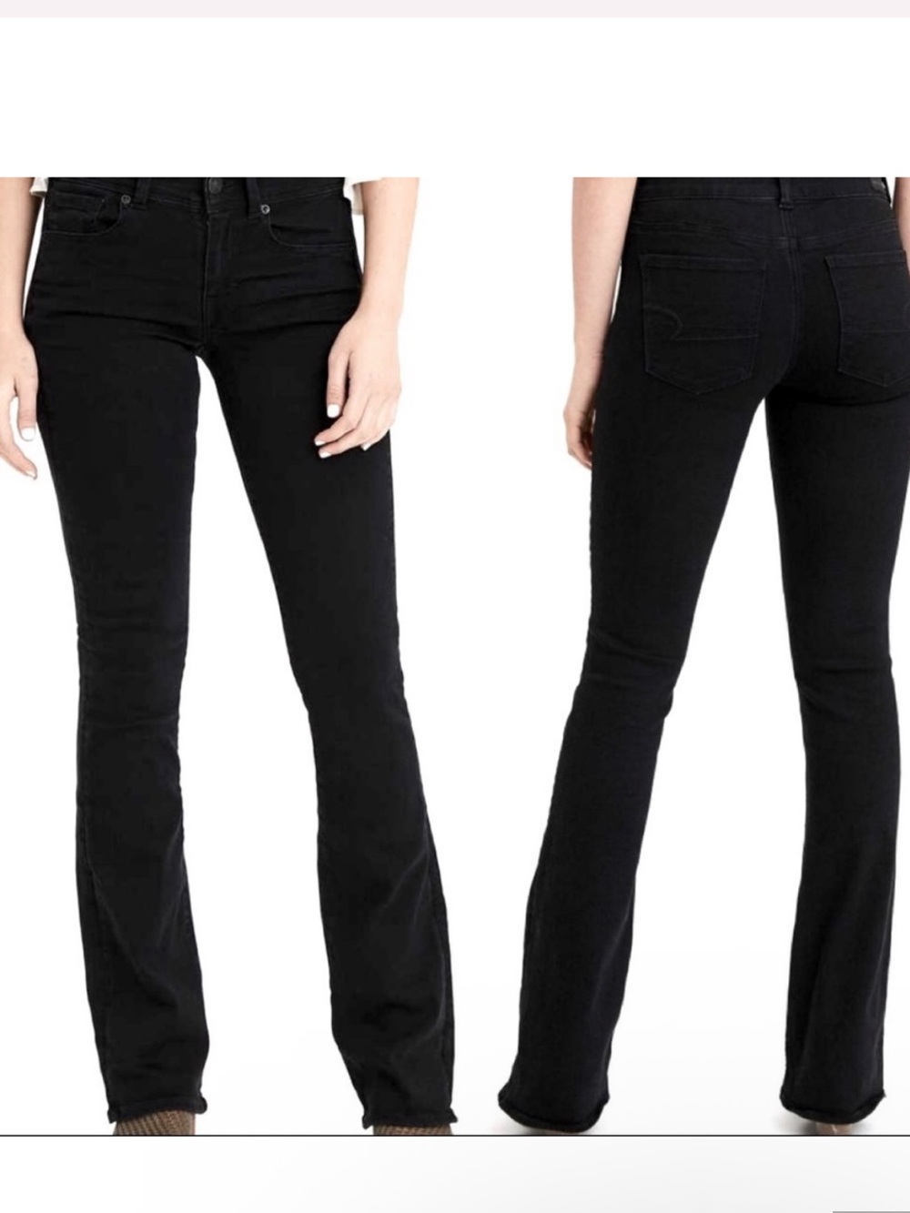 American Eagle Black Kick Boot Skinny Flare Jeans Stretch Size 2 Regular